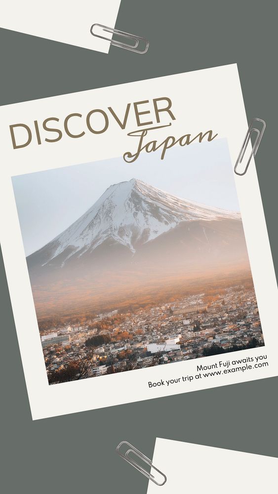 Japan trip Facebook story template, editable design