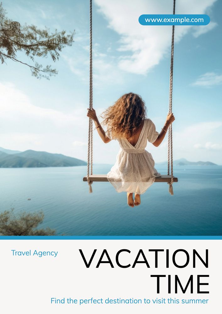 Vacation time poster template, editable text and design