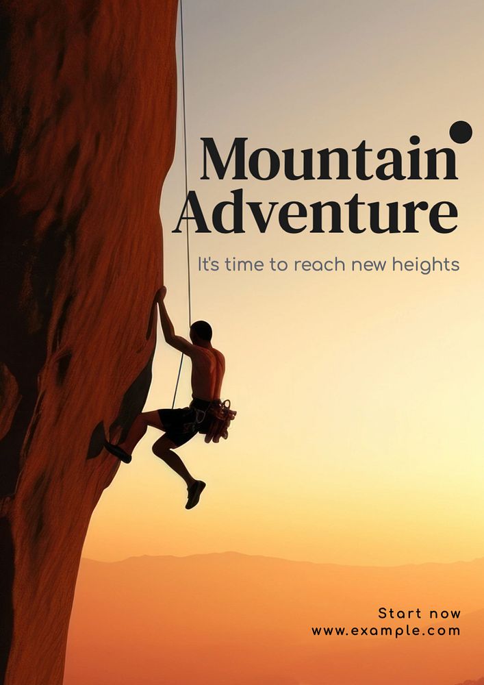 Mountain adventure poster template, editable text and design