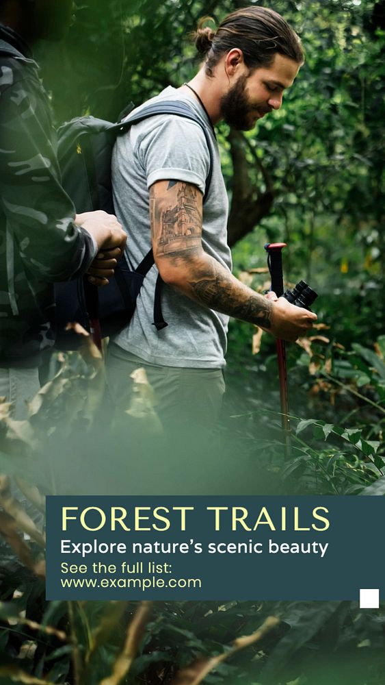 Forest trails Facebook story template, editable design