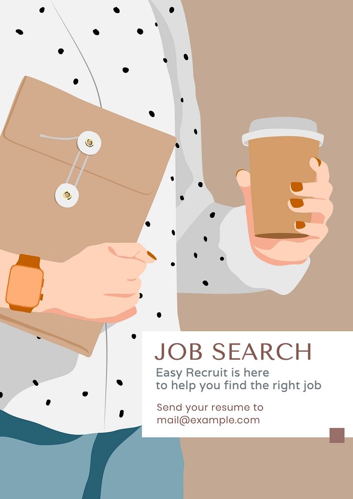 Job search poster template, editable text and design