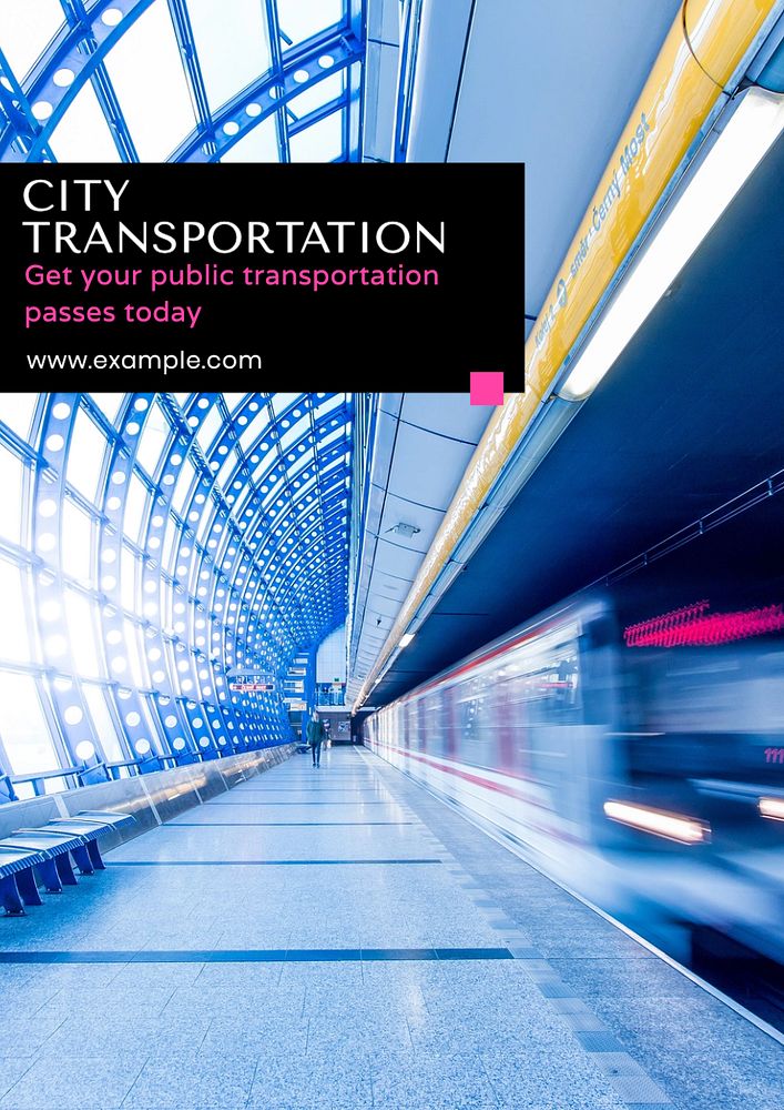 City transportation poster template, editable text and design