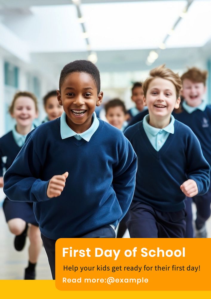 First school day Instagram post template, editable text