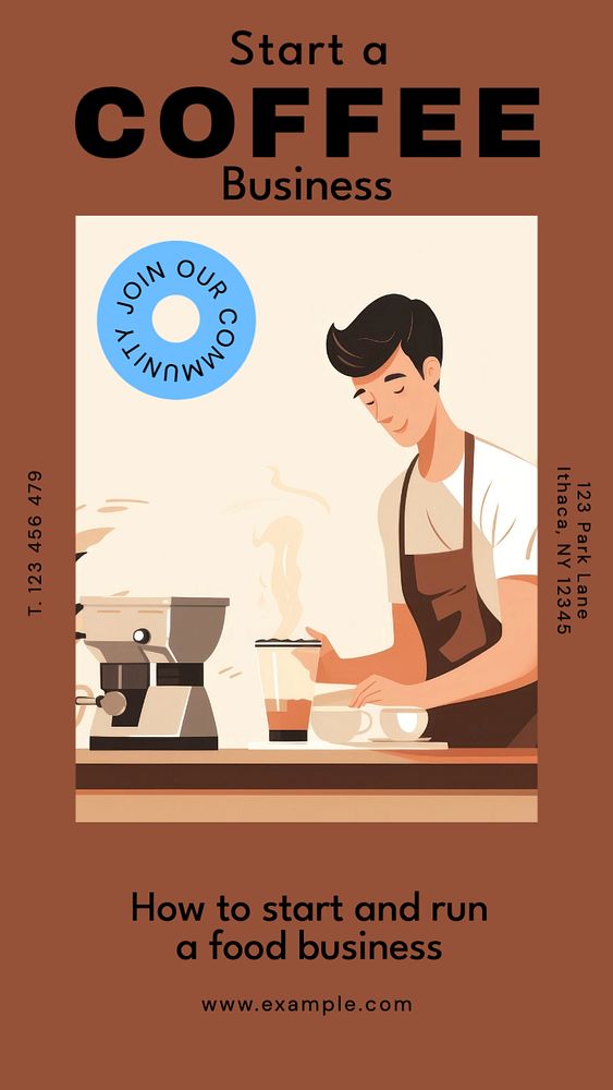 Coffee business Instagram story template, editable text