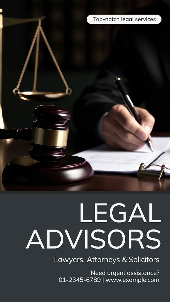 Legal advisors Instagram story template, editable text