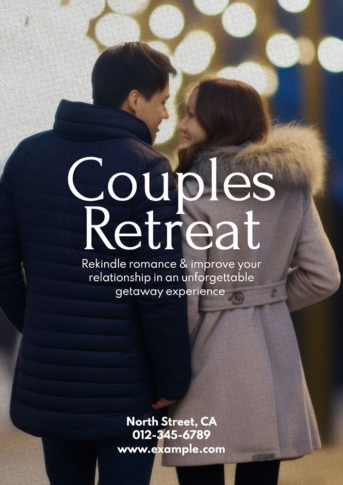 Couples retreat poster template, editable text and design