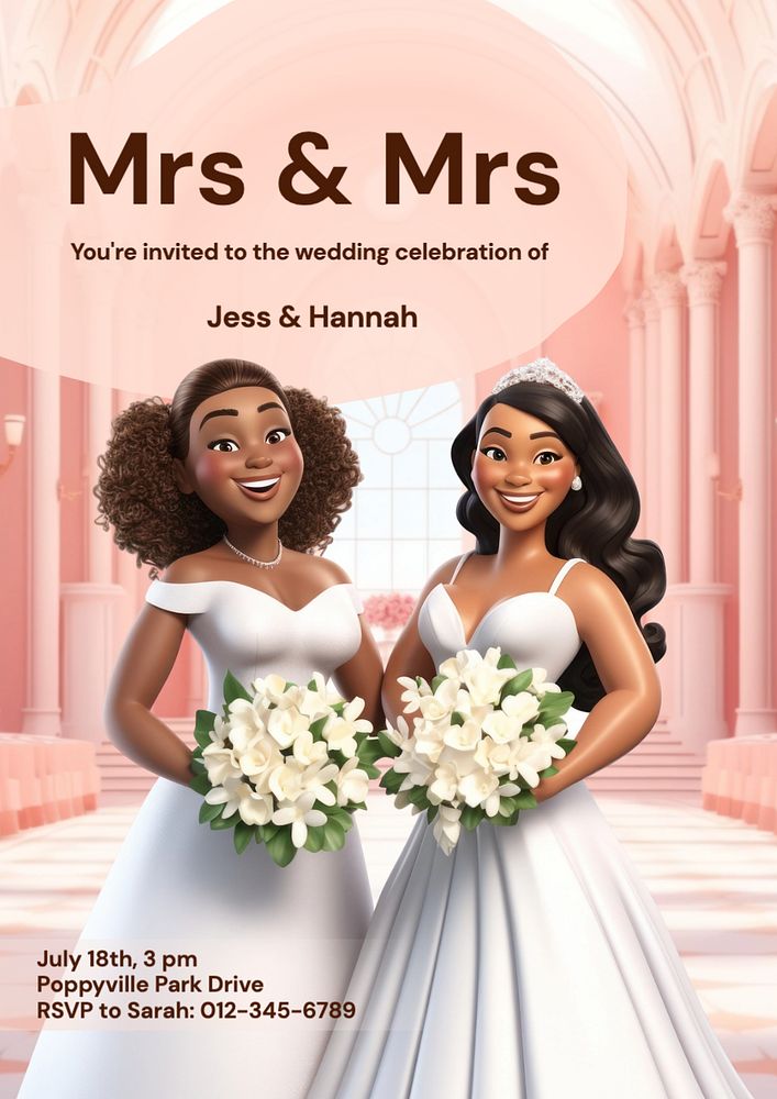 Mrs & Mrs poster template, editable text and design