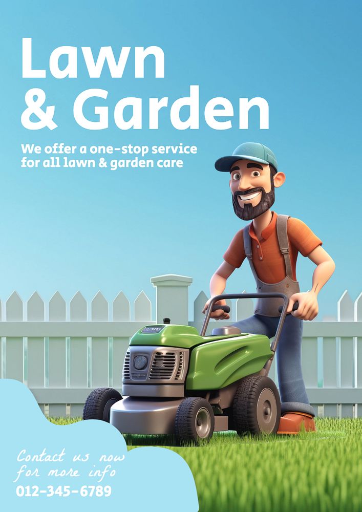 Lawn & garden poster template, editable text and design