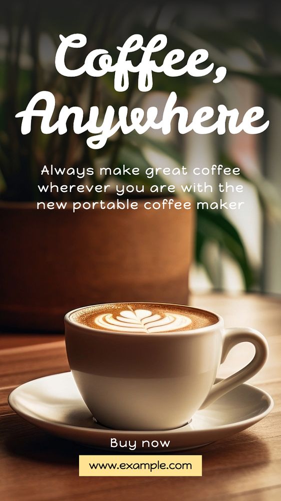 Coffee, anywhere Instagram story template, editable text