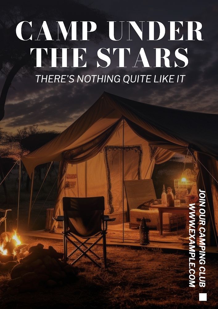 Camping poster template and design