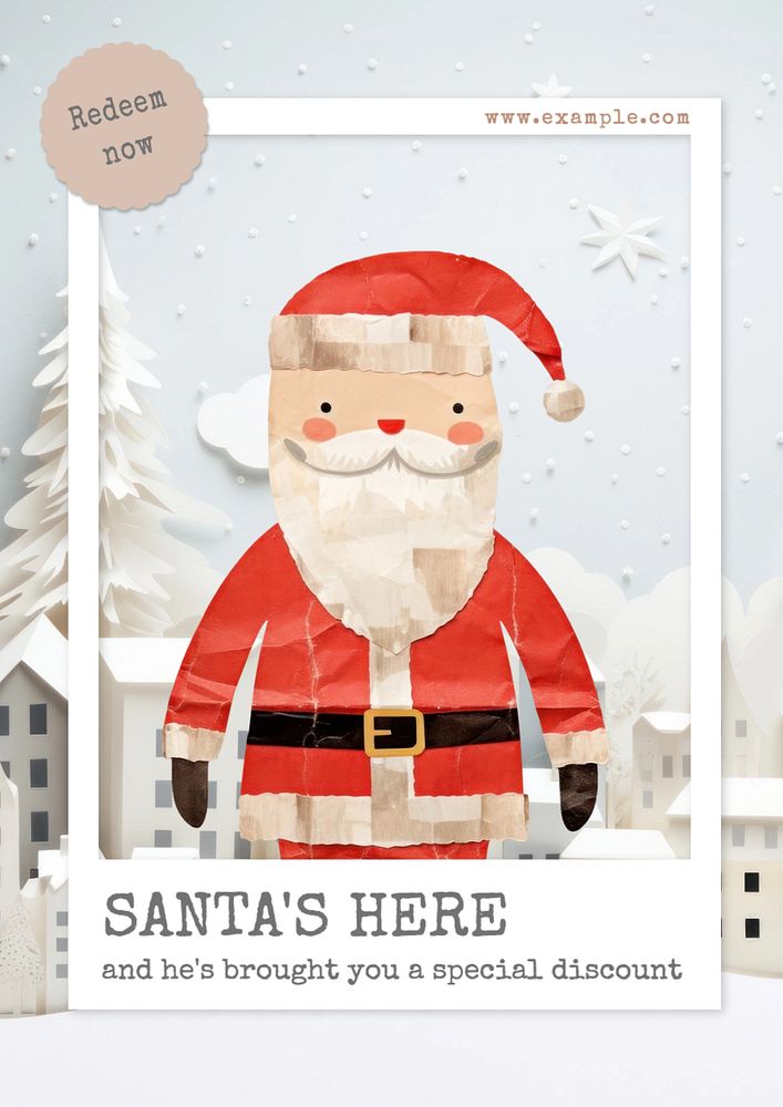 Santa's here poster template, editable text and design