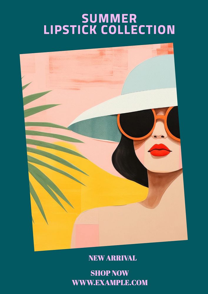 Summer lipstick collection poster template and design