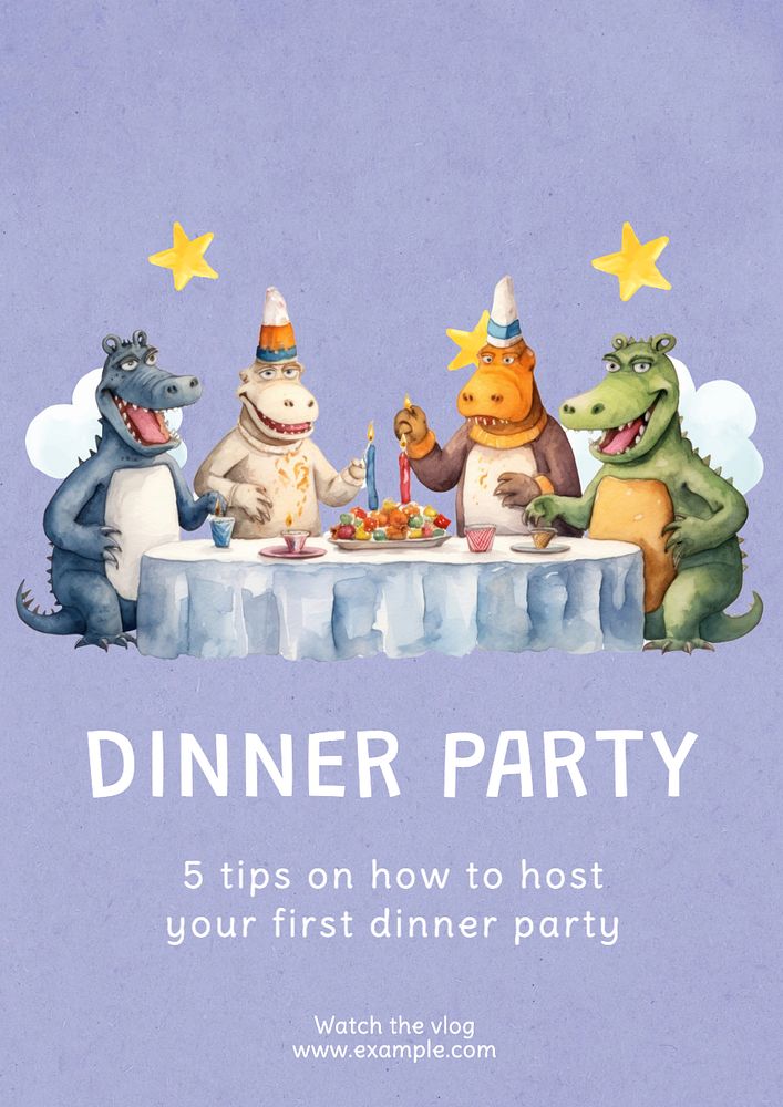 Dinner party poster template, editable text and design