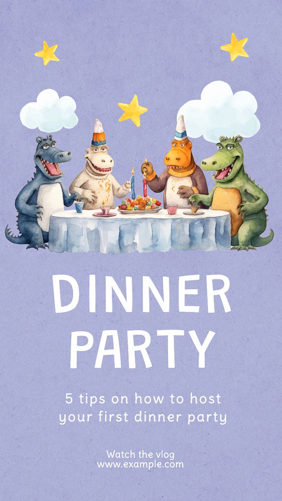 Dinner party Instagram story template, editable text