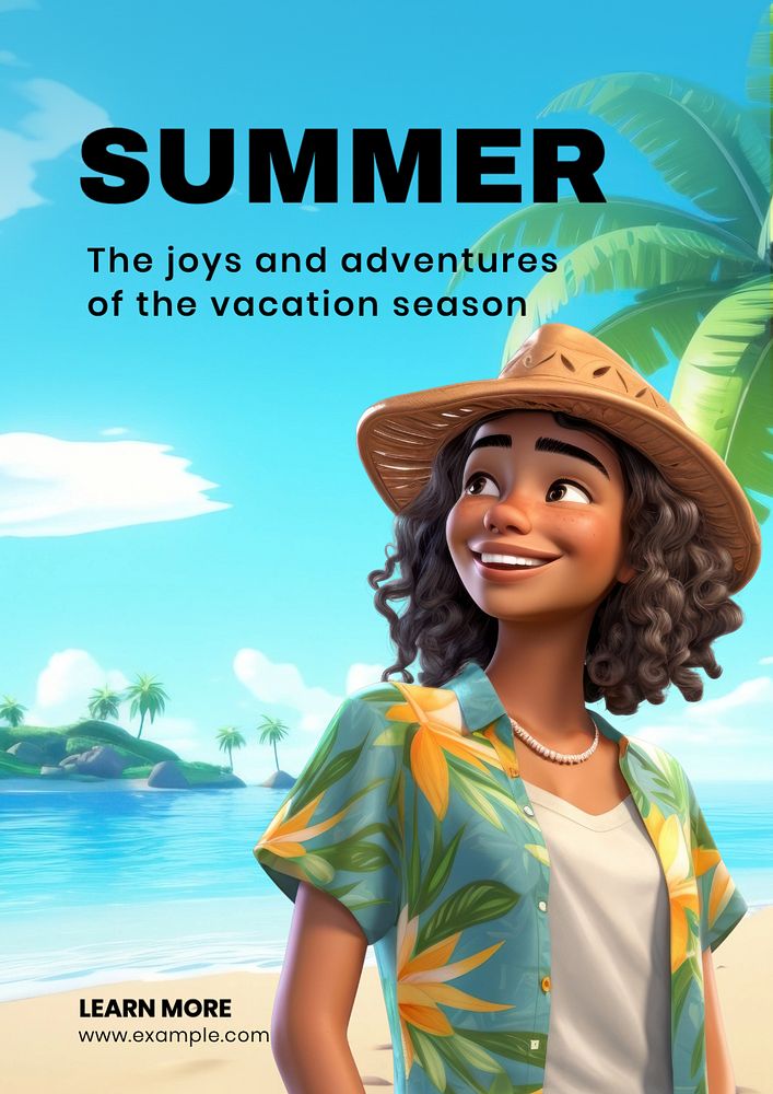 Summer poster template, editable text and design