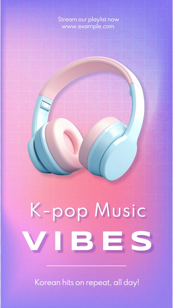 K-pop music Instagram story template, editable text