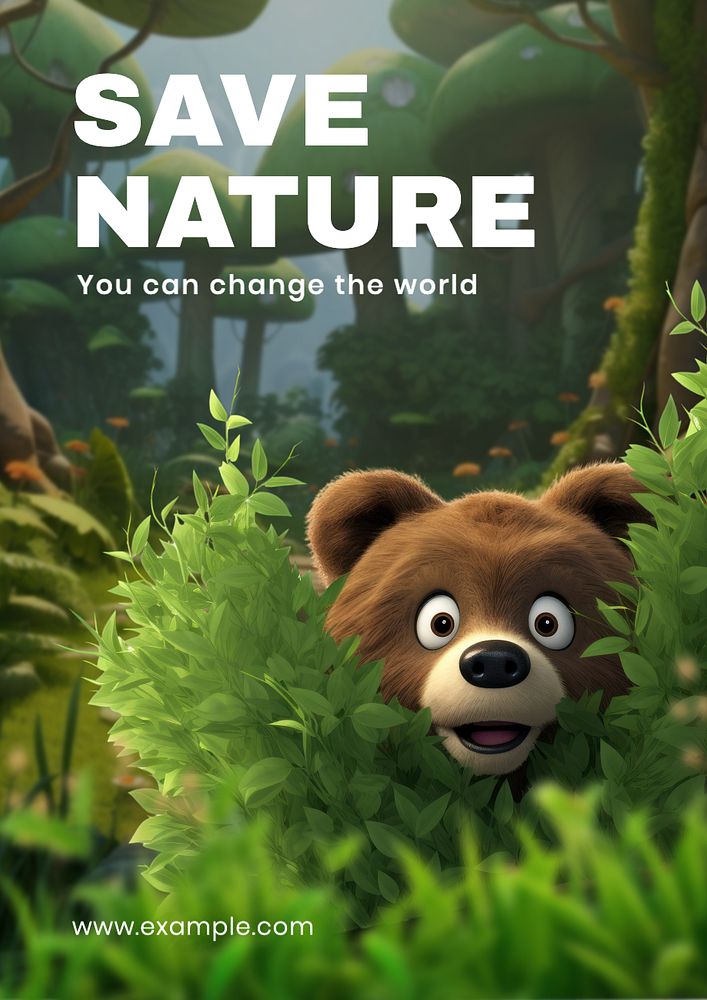 Save nature poster template, editable text and design