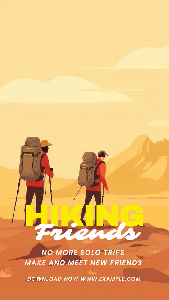 Hiking friends Instagram story template, editable text