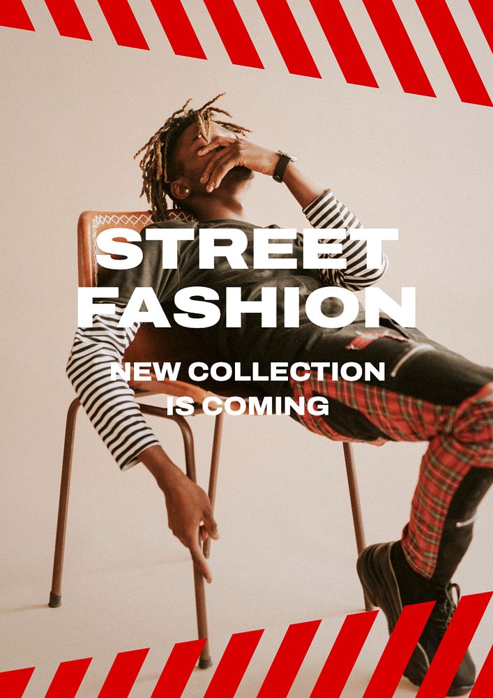 Street fashion poster template, editable text and design