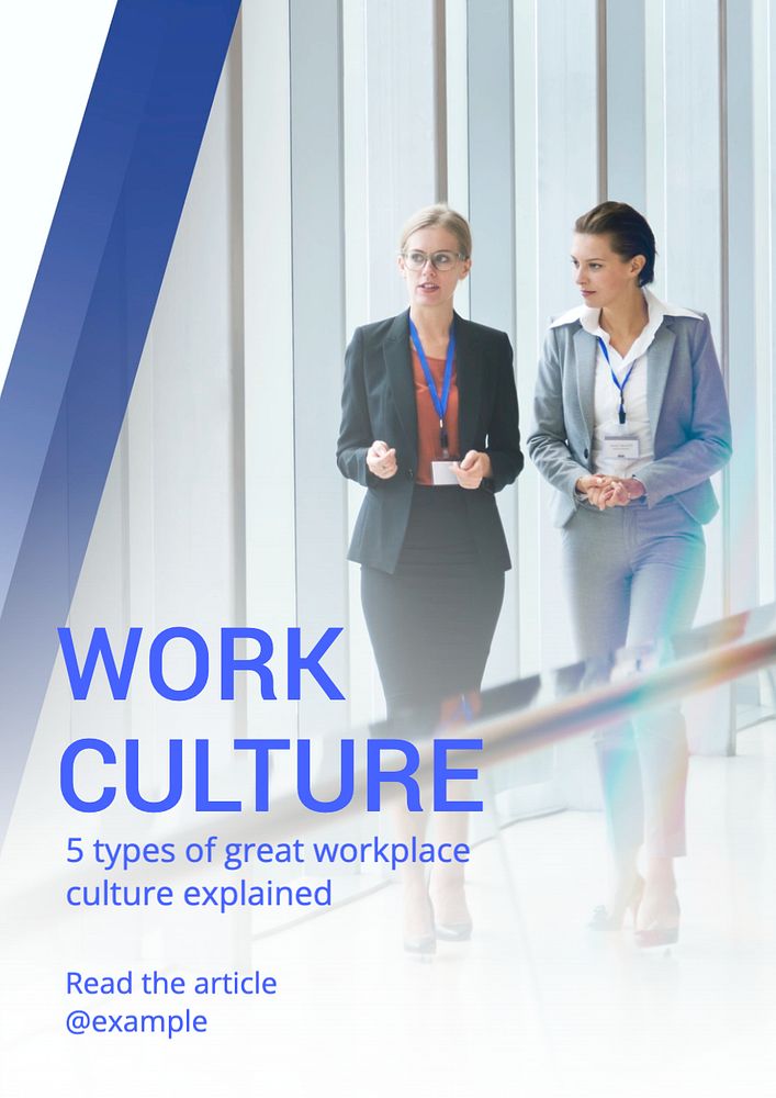 Work culture poster template, editable text and design