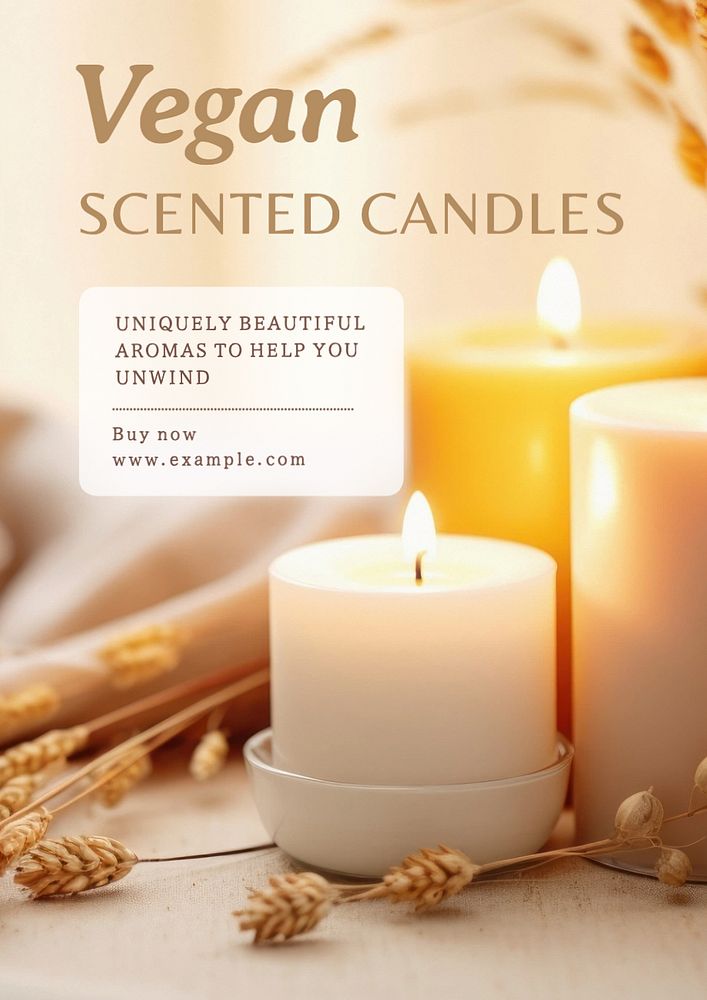 Vegan scented candles poster template, editable text and design