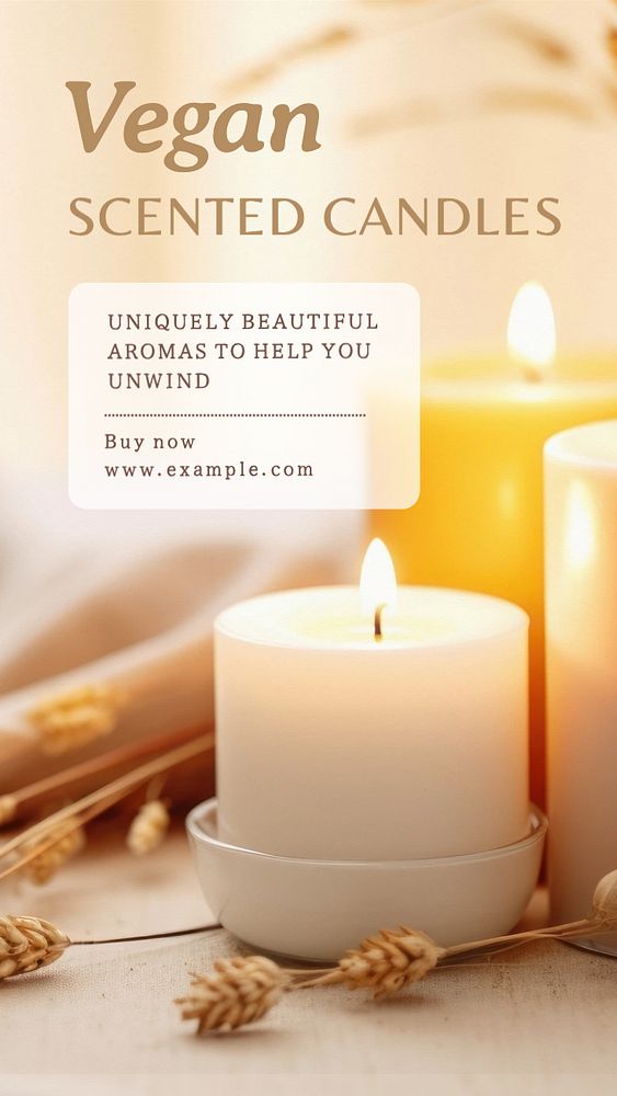 Vegan scented candles Instagram story template, editable text