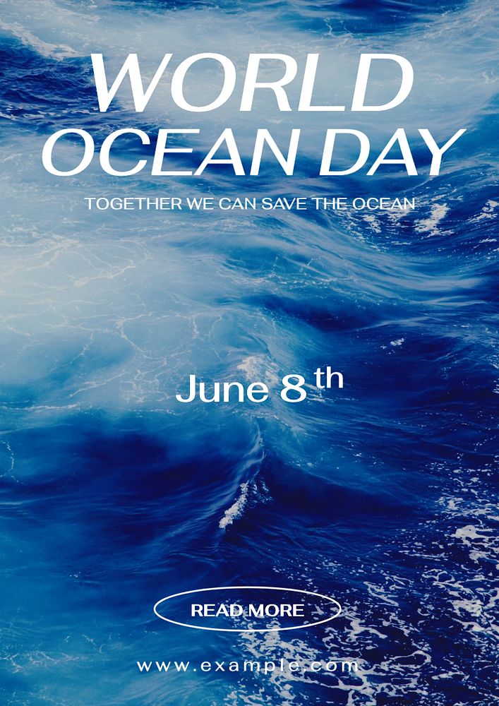 World ocean day poster template, editable text and design