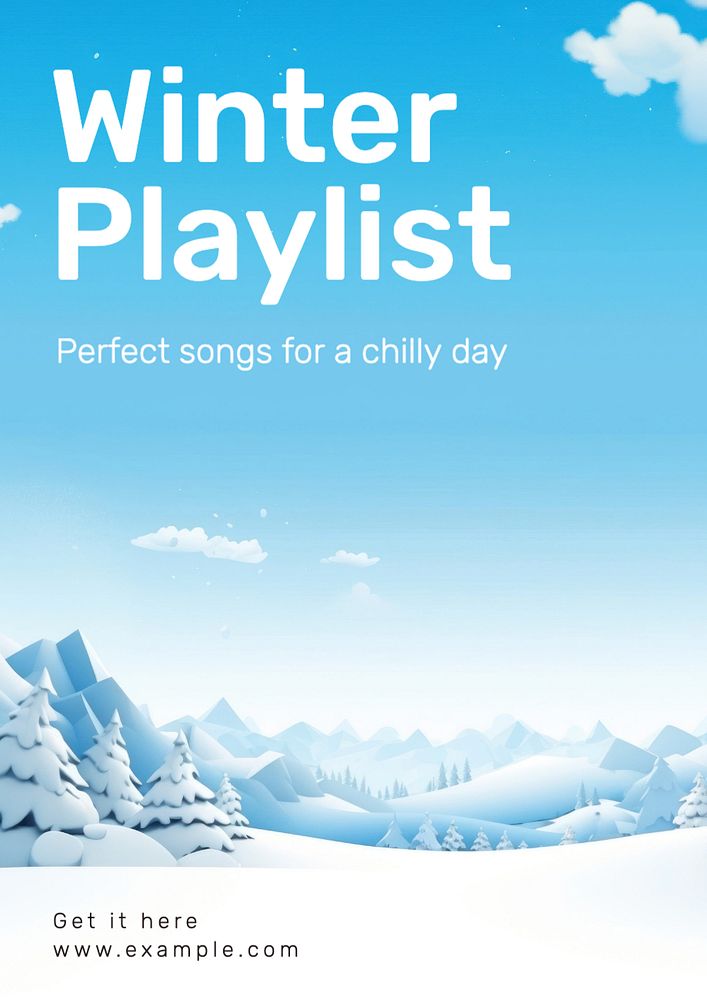 Winter playlist poster template, editable text and design