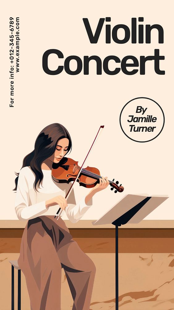 Violin concert Instagram story template, editable text