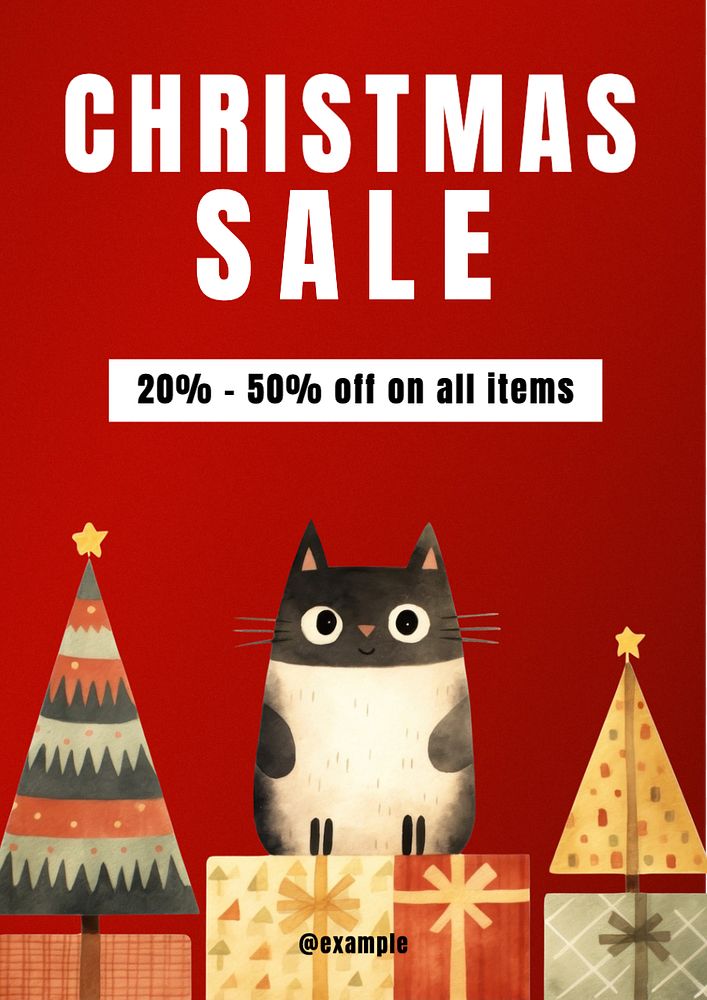 Christmas sale poster template, editable text and design