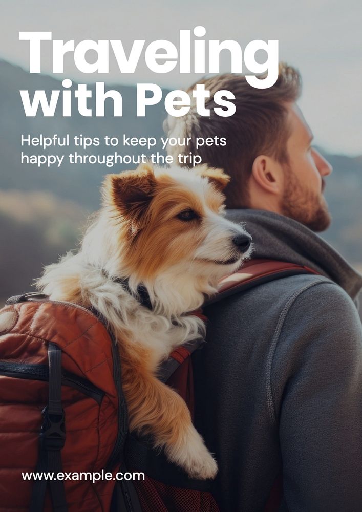 Travel with pets poster template, editable text and design