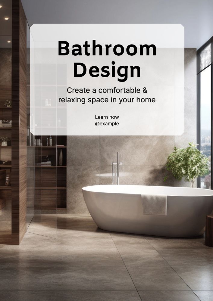 Bathroom design poster template, editable text and design