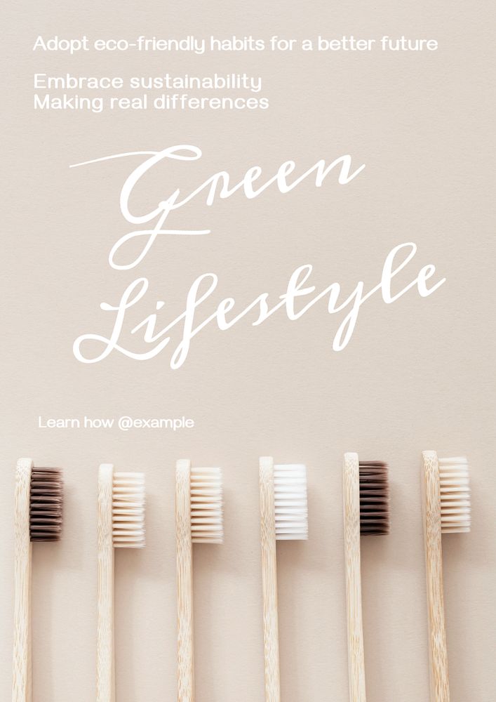 Green lifestyle poster template, editable text and design