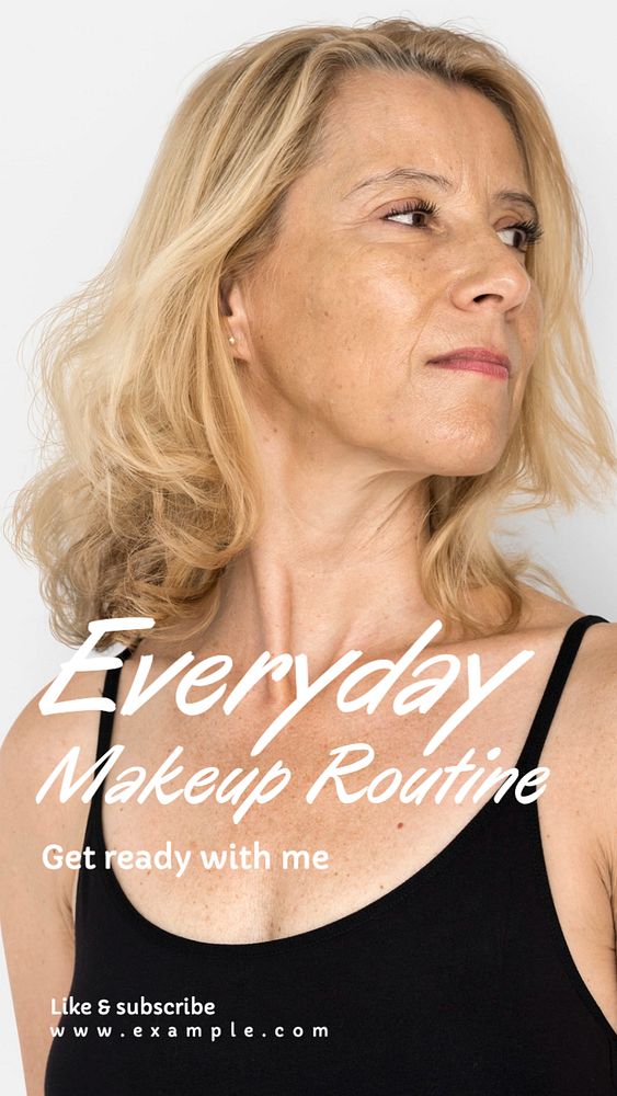 Everyday makeup routine Instagram story template, editable text