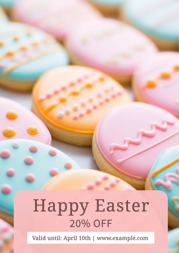 Happy easter poster template, editable text and design