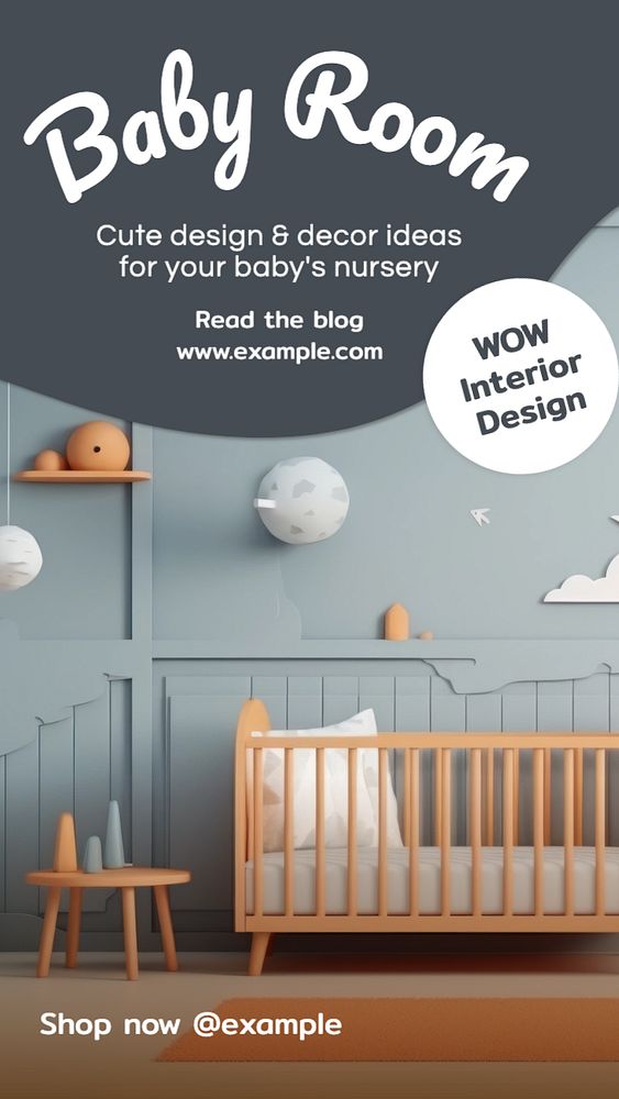 Baby room Instagram story template, editable text