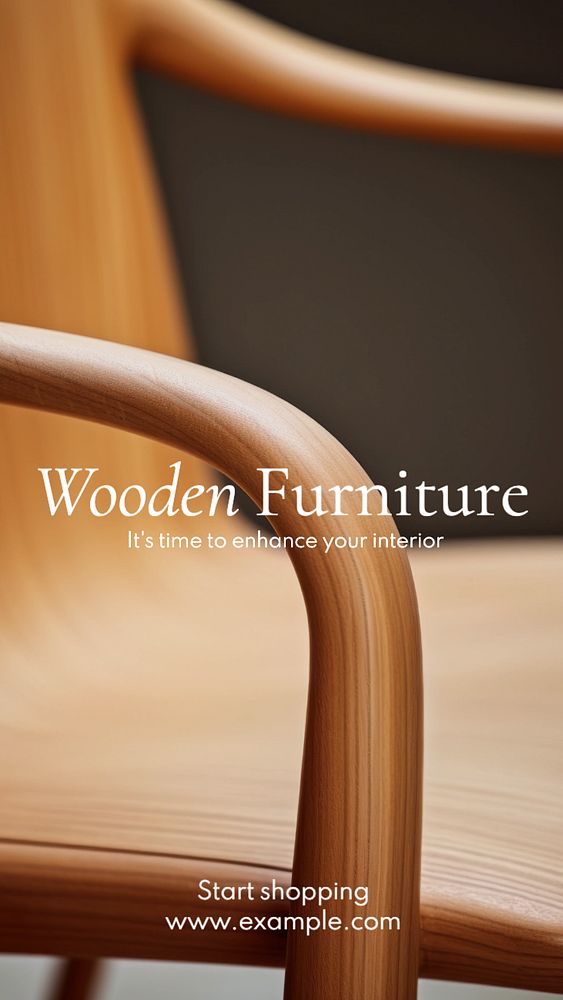 Wooden furniture Instagram story template, editable text