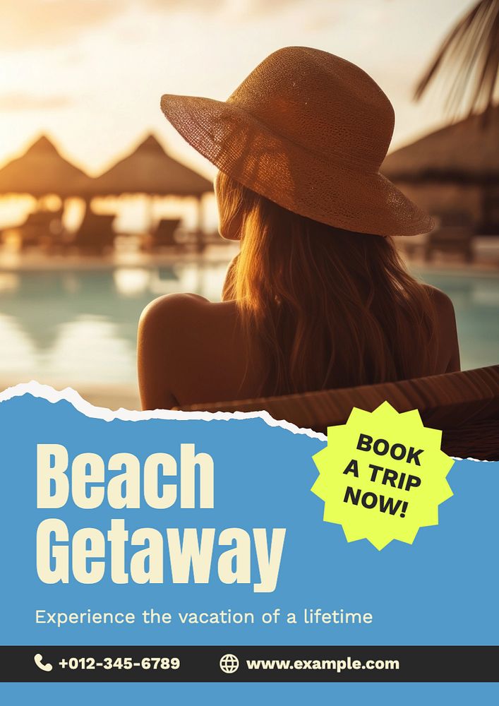 Beach getaway poster template and design