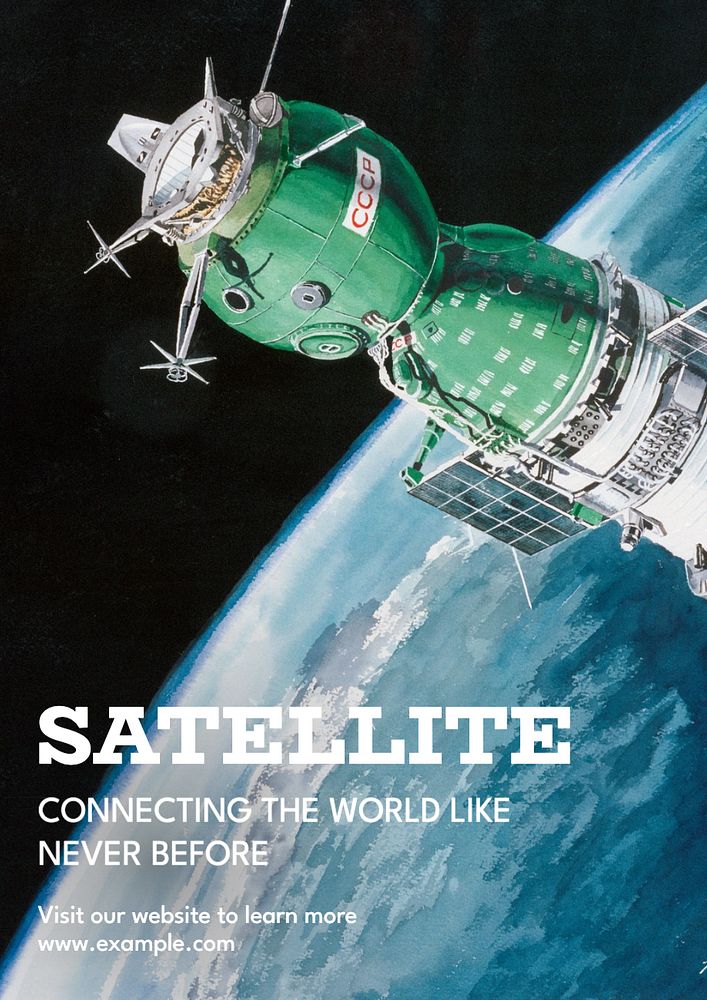 Satellite technology poster template, editable text and design