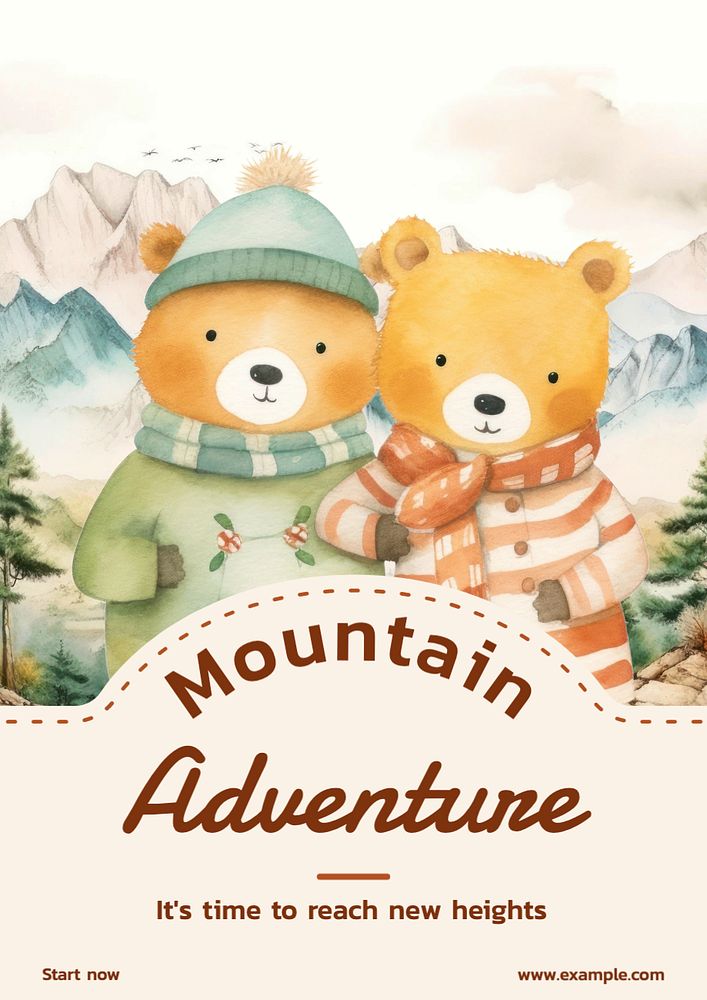 Mountain adventure poster template, editable text and design