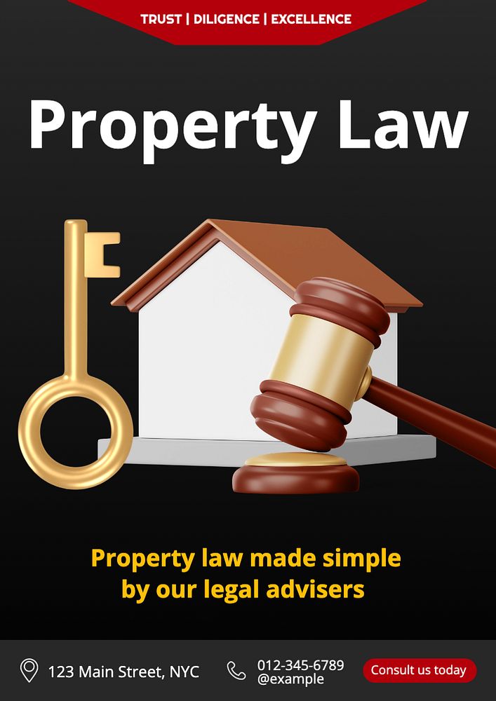 Property law poster template, editable text and design