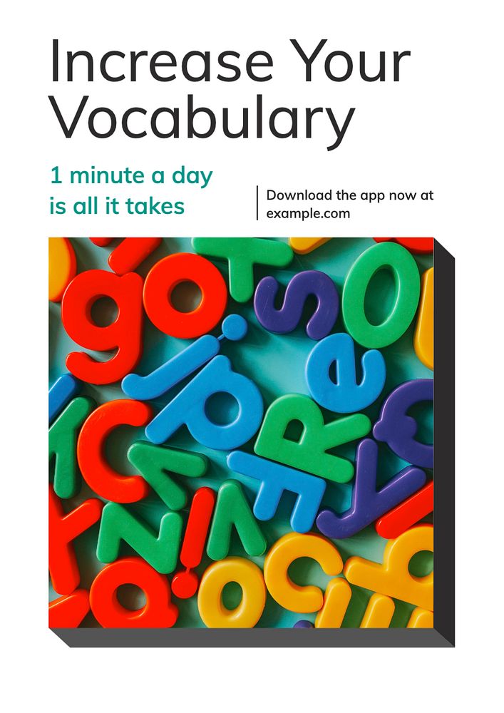 Vocabulary app poster template, editable text and design