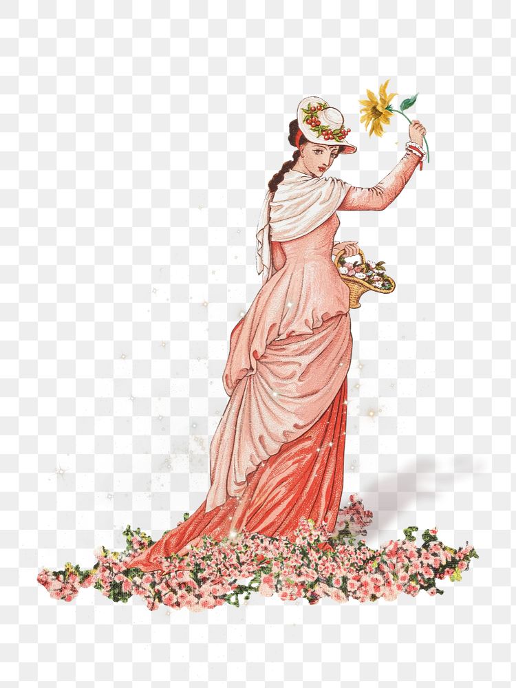 Walter Crane's Valentine png, Victorian woman. Remixed by rawpixel.