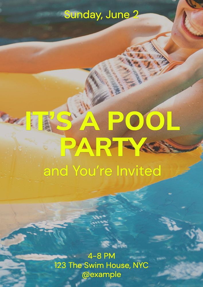 Pool party poster template and design