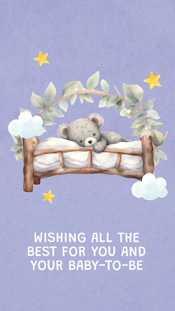 Baby shower greeting Instagram story template, editable text