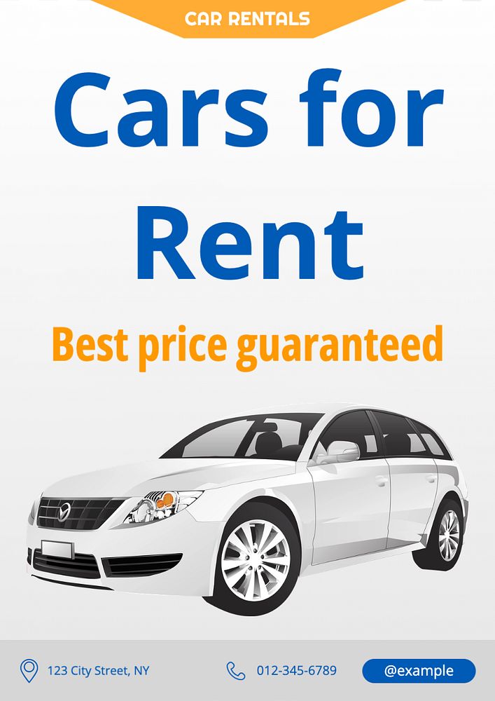 Car for rent poster template, editable text and design