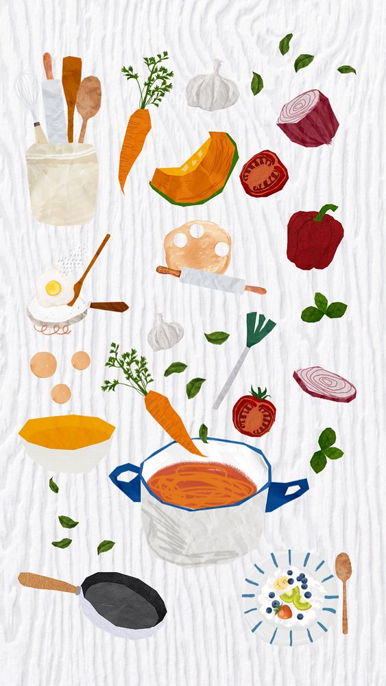 Food collage art, editable remix set