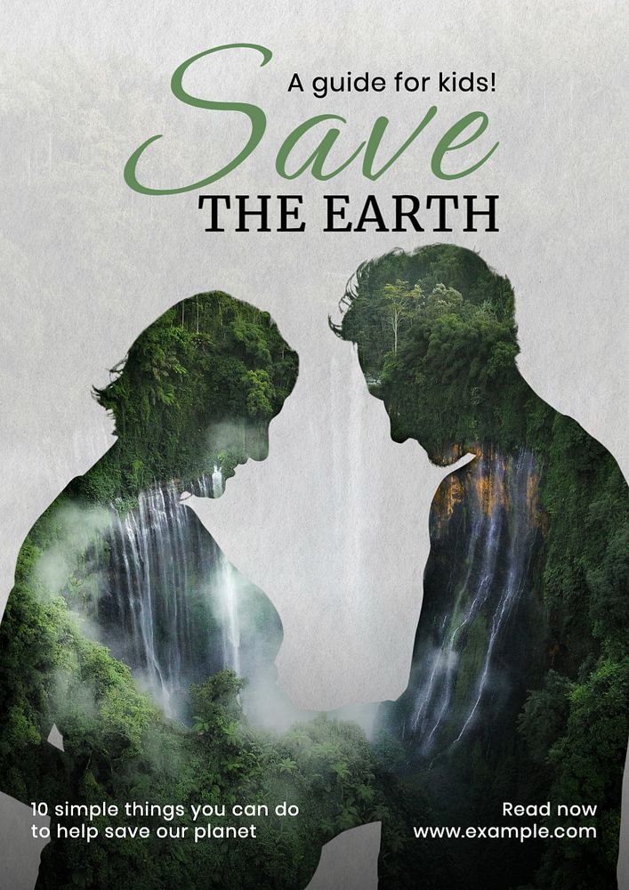 Save the earth poster template, editable text and design