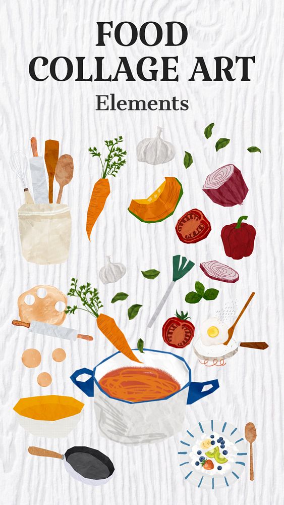 Food collage art, editable remix set