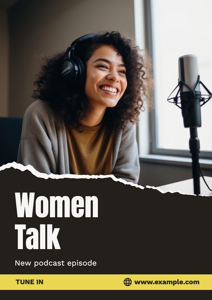 Women podcast poster template and design